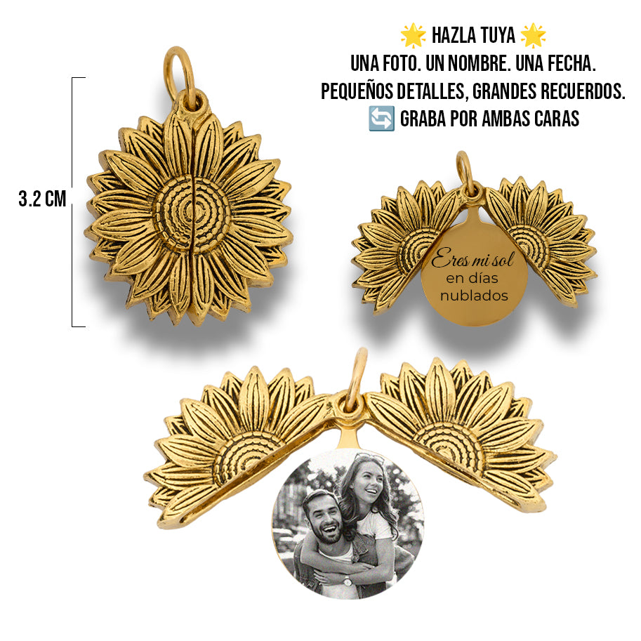 Girasol Placa Dorado Personalizable De Zamak