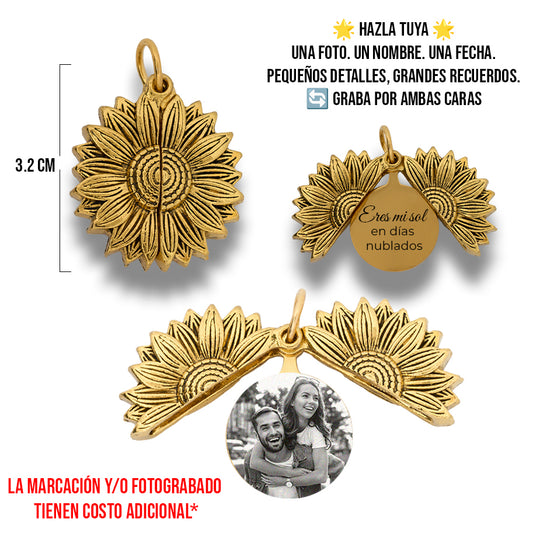 Girasol Placa Dorado Personalizable De Zamak