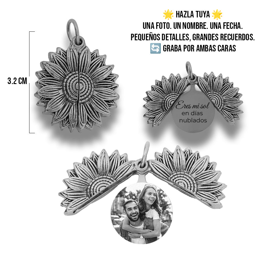 Girasol Placa Plateado Personalizable De Zamak