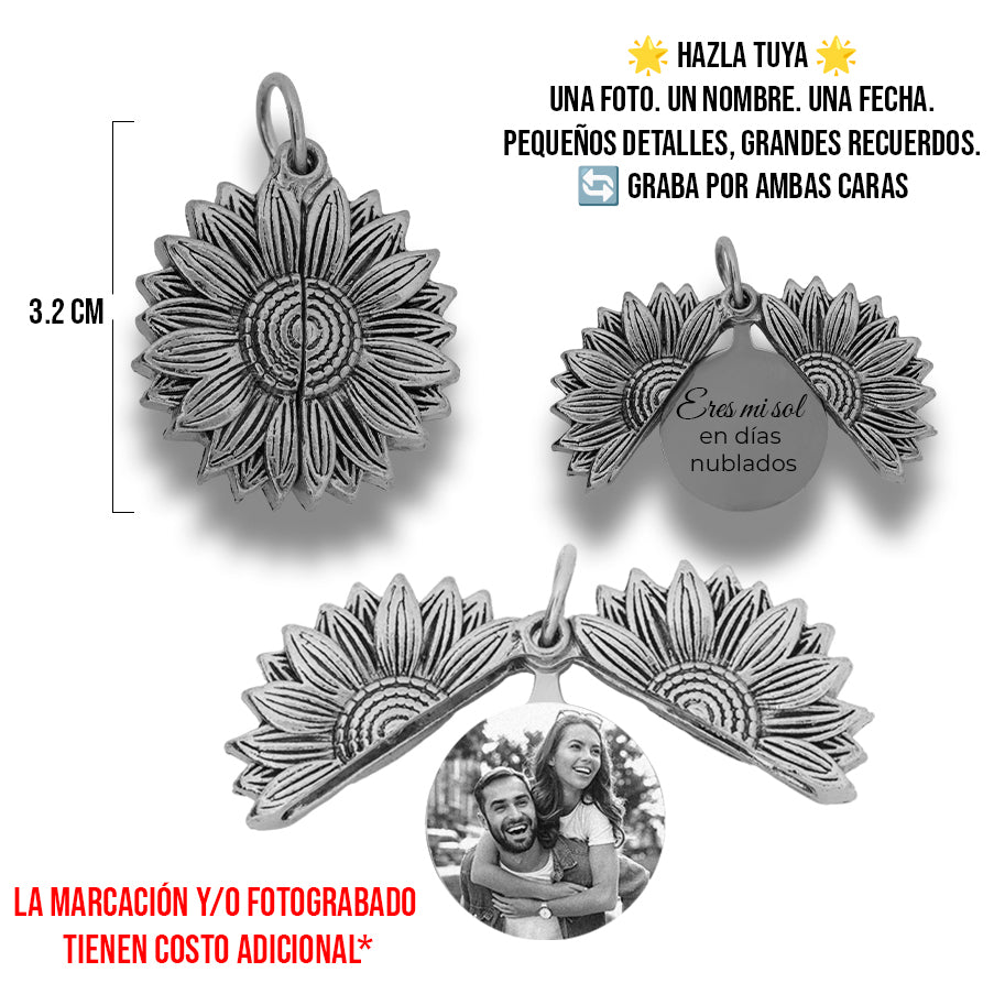 Girasol Placa Plateado Personalizable De Zamak