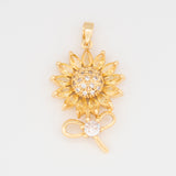 Dije Girasol Tallo Piedra Amarilla Dorado Rodinado