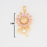 Dije Girasol Tallo Piedra Rosado Dorado Rodinado