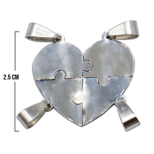 Dijes Heart Puzzle x 4 Partes De Acero