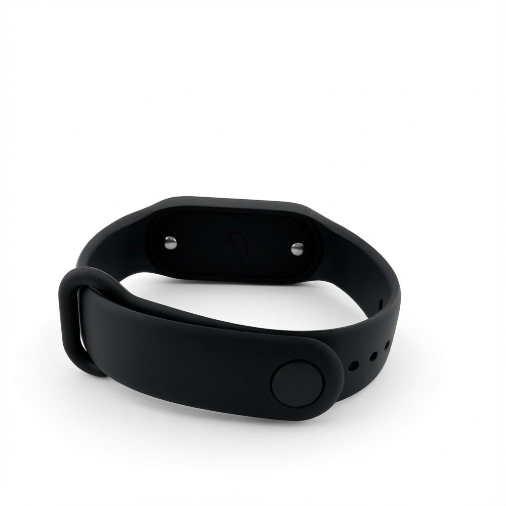 Pulsera De Identificación Correa Ajustable Negra Plateado Acero