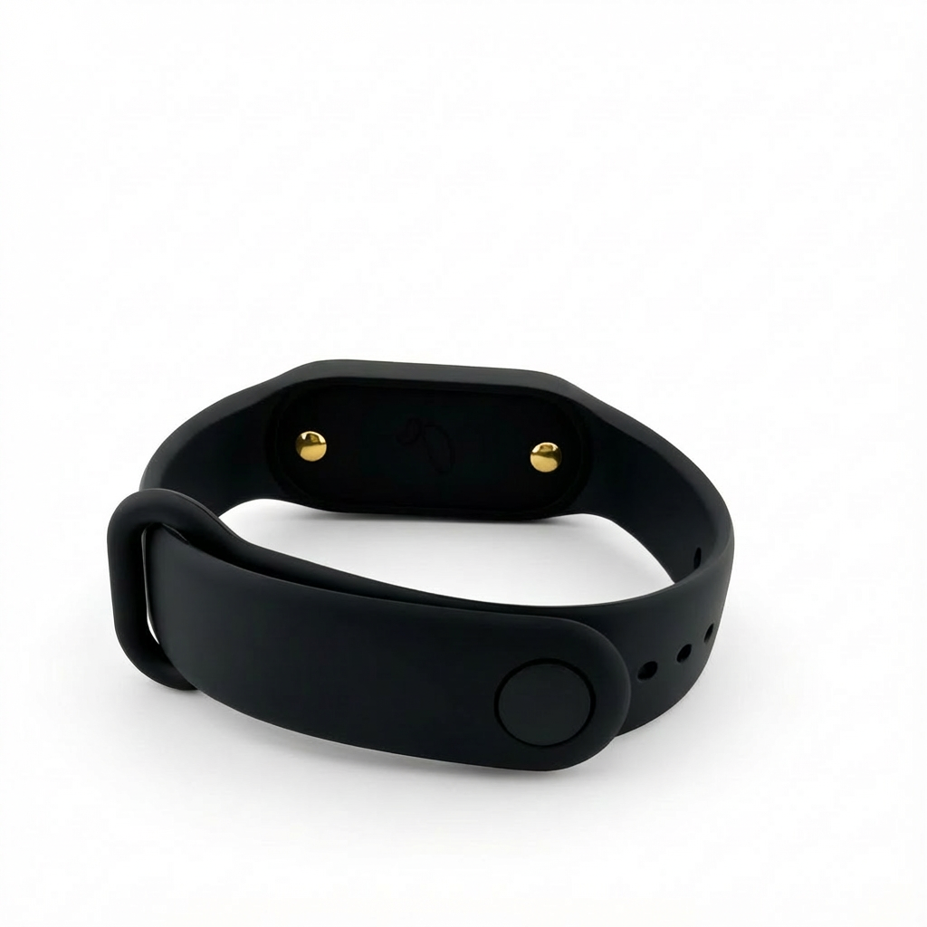 Pulsera De Identificación Correa Ajustable Negra Dorado Acero