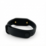 Pulsera De Identificación Correa Ajustable Negra Dorado Acero