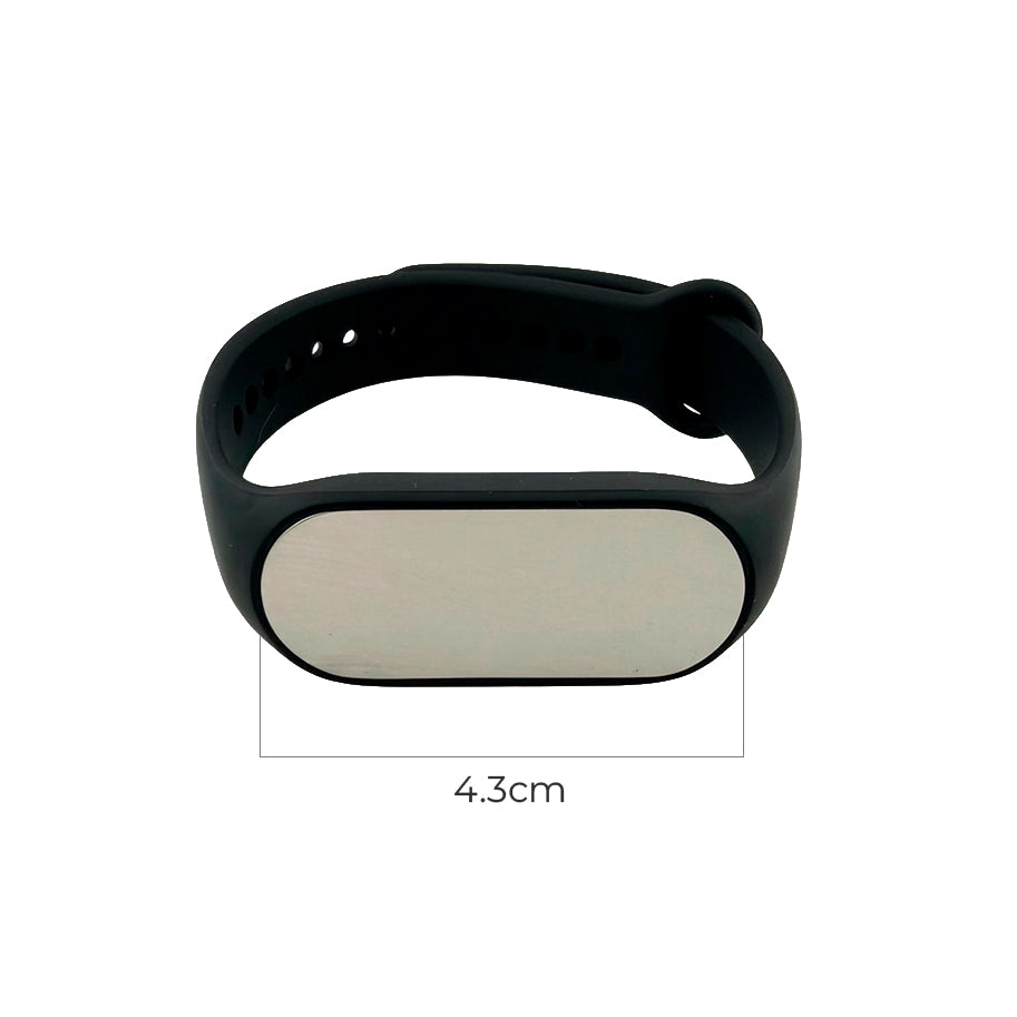 Pulsera De Identificación Correa Ajustable Negra Plateado Acero