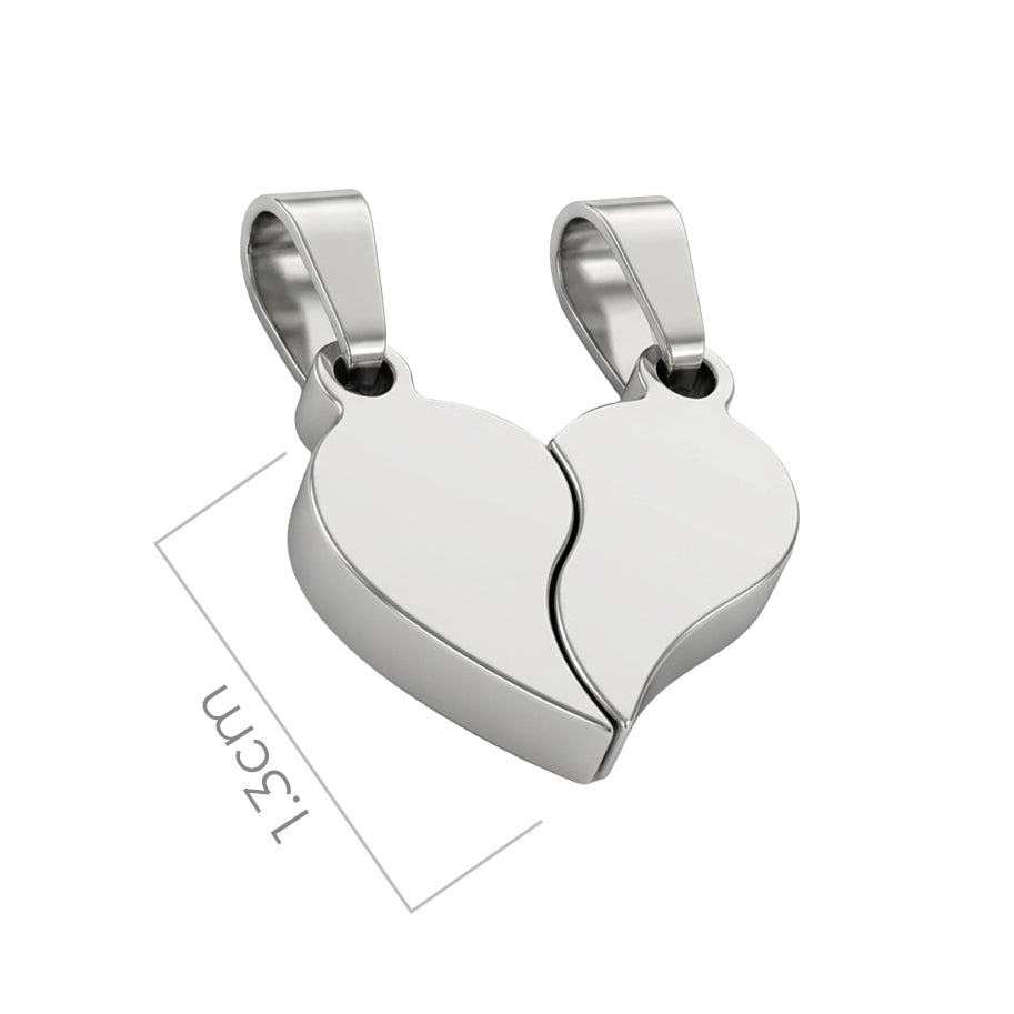 Dije Imán Corazón Acero Plateado Para Pareja