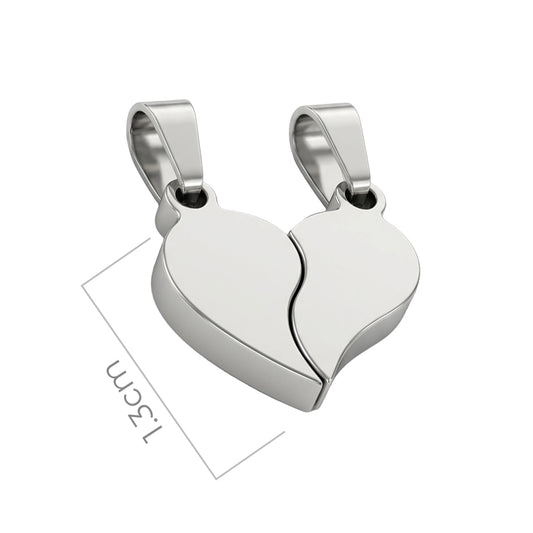 Dije Imán Corazón Acero Plateado Para Pareja