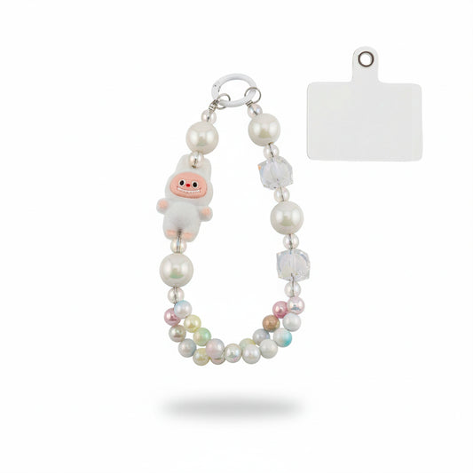 Llavero Labubu blanco peludo