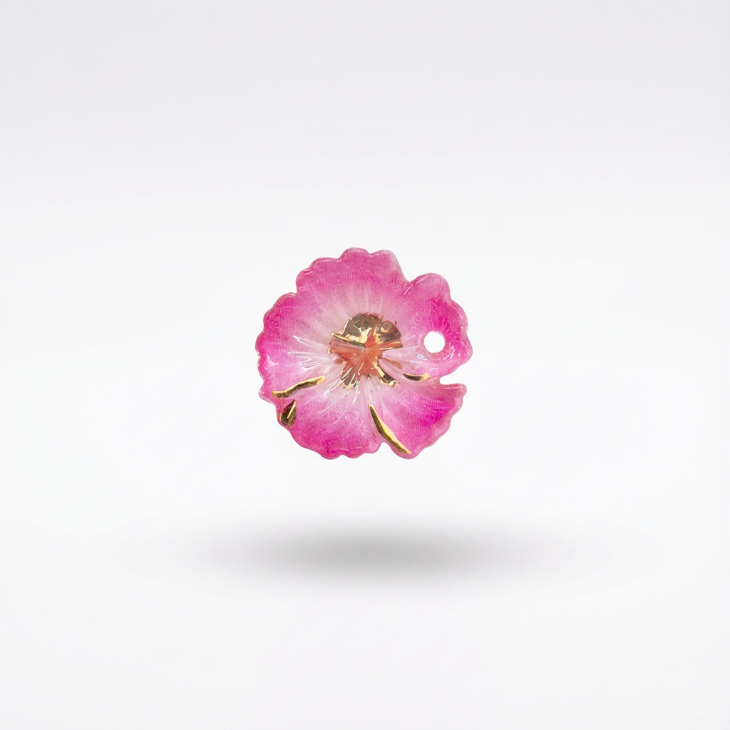 Dije Flor Lirio Acrílico Fucsia