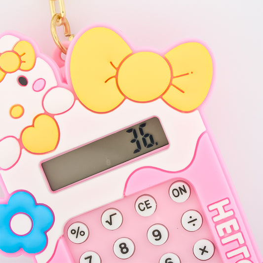 Llavero Hello Kitty Calculadora Frontal y Juego Trasero Rosado