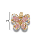 Dije Mariposa Piedra Rosada Circones Dorado Rodinado