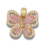 Dije Mariposa Piedra Rosada Circones Dorado Rodinado