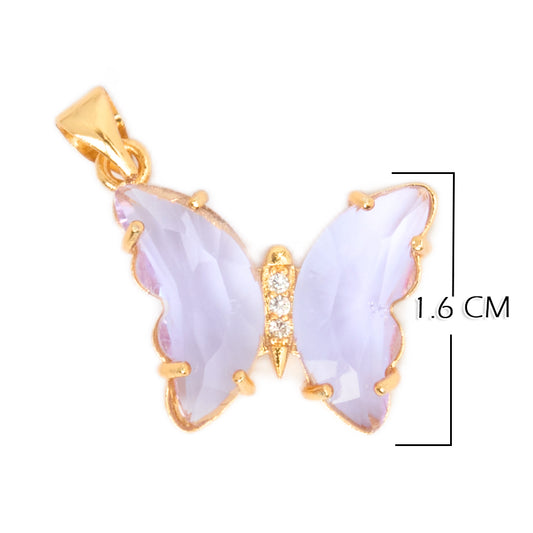 Dije Mariposa Cristal Collar Piedra Lila Rodinado