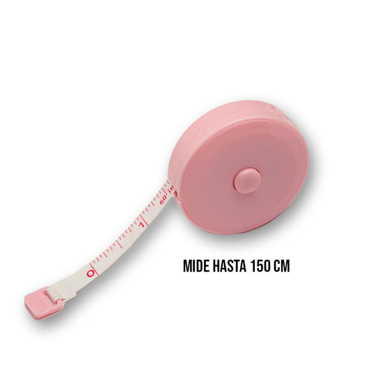 Cinta Metrica Redonda Retractil Rosada x150 cm