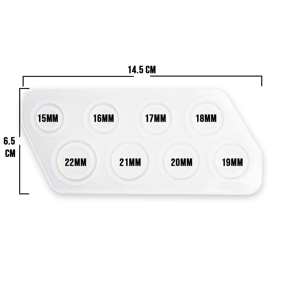 Molde De Silicona Para Anillos 8 Medidas - Lisos 6.5 x 14.5 cm Para Resina