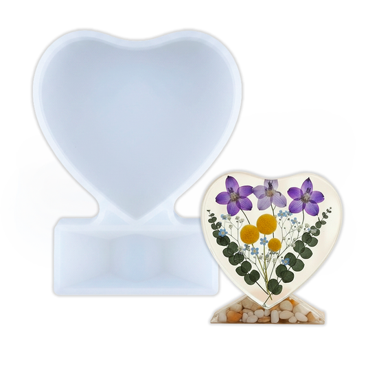 Molde De Silicona Corazón Pequeño + Base Para Marco De Fotos Para Resina