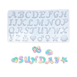Molde De Silicona Abecedario y Figuras 19 x 35 Cm Para Resina