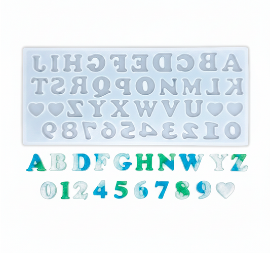 Molde De Silicona Abecedario y Números 11 x 25 Cm Para Resina