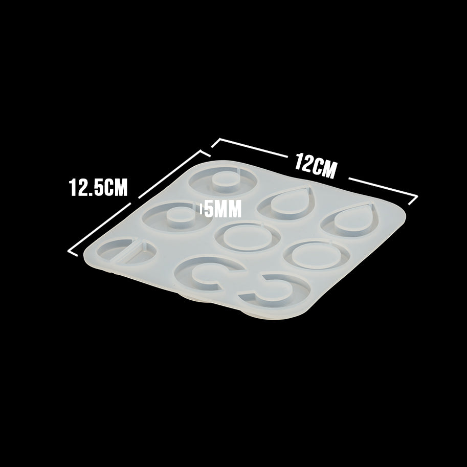 Molde De Silicona Figuras 04 Para Aretes/Dijes 12 x 12.5 Cm Para Resina
