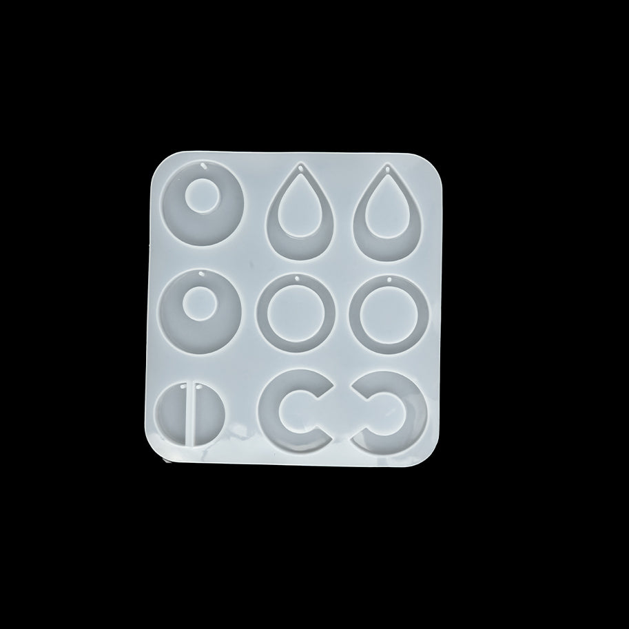 Molde De Silicona Figuras 04 Para Aretes/Dijes 12 x 12.5 Cm Para Resina