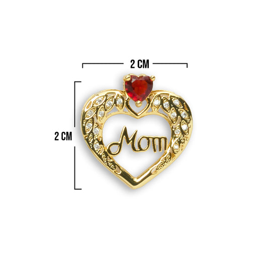 Dije Mom Piedra Roja Collar Rodinado