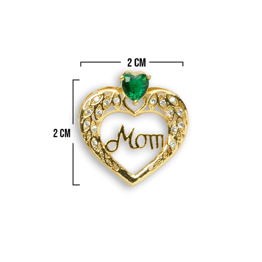 Dije Mom Piedra Verde Collar Rodinado