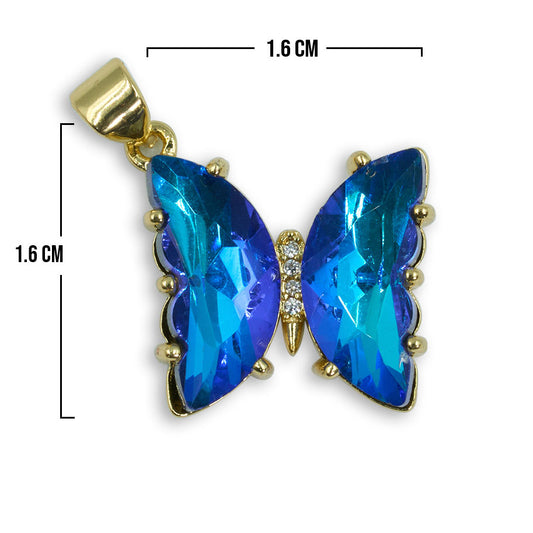 Dije Mariposa Cristal Collar Piedra Azul Rey Rodinado