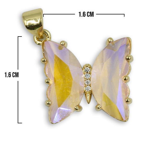 Dije Mariposa Cristal Collar Piedra Rosa Boreal Rodinado