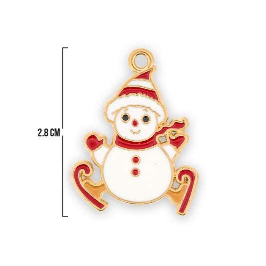Dije Muñeco De Nieve Gorro Rojo Navideño 12 Rodinado