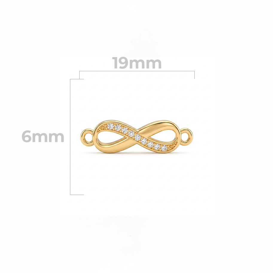 Dije Infinito Circones Blancos Para Pulsera Oro Laminado