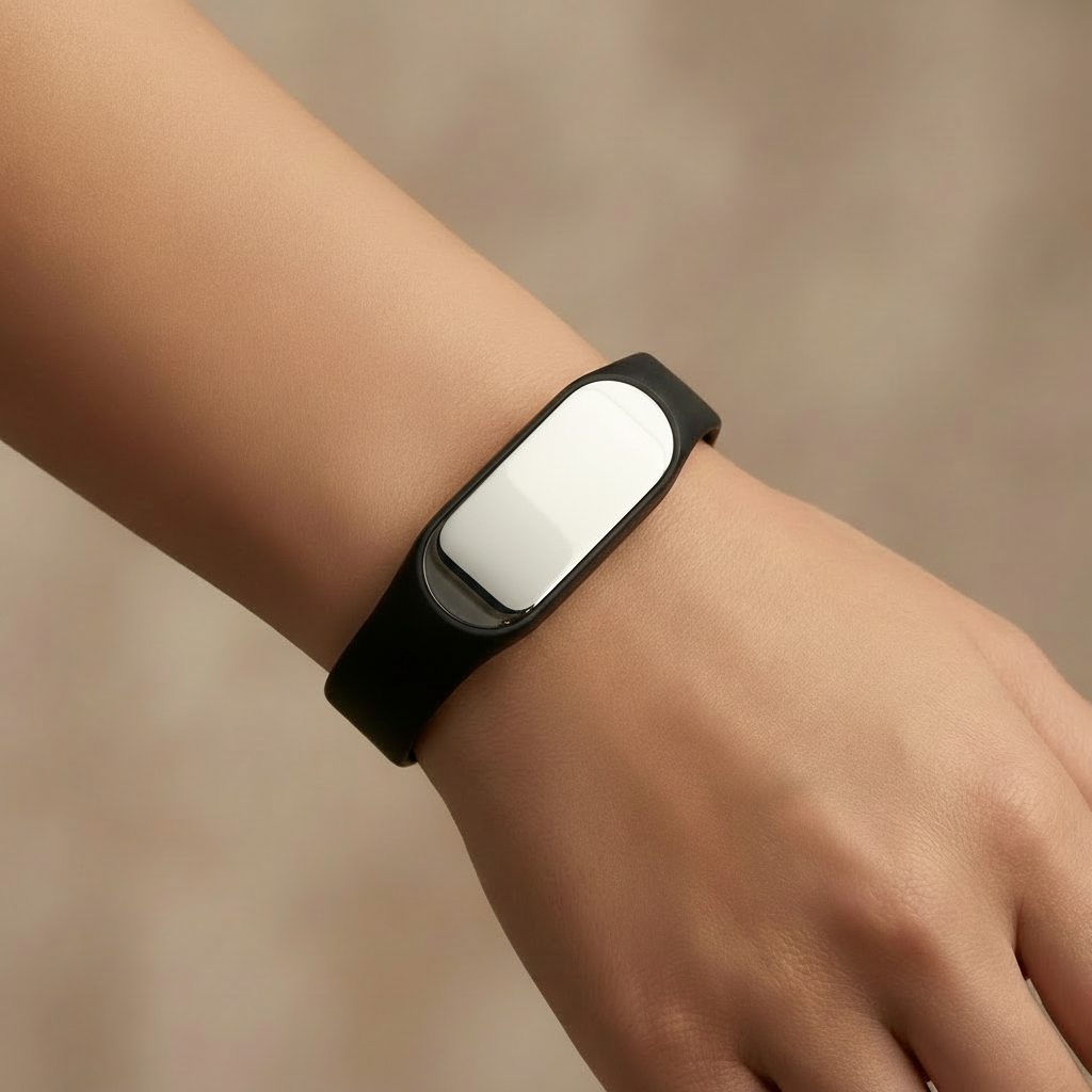 Pulsera De Identificación Correa Ajustable Negra Plateado Acero