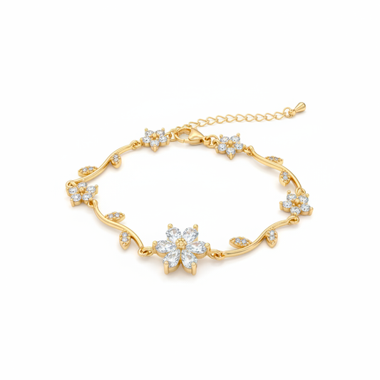 Pulsera Terminada Flor Piedra Blanca