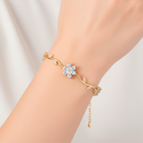 Pulsera Terminada Flor Piedra Blanca