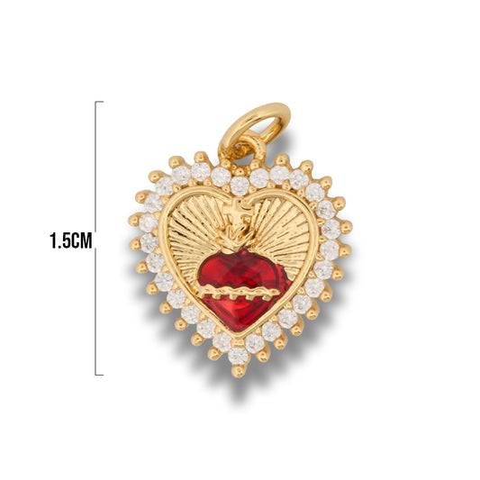 Dije Sagrado Corazón Doble Collar Dorado Rodinado