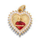 Dije Sagrado Corazón Doble Collar Dorado Rodinado