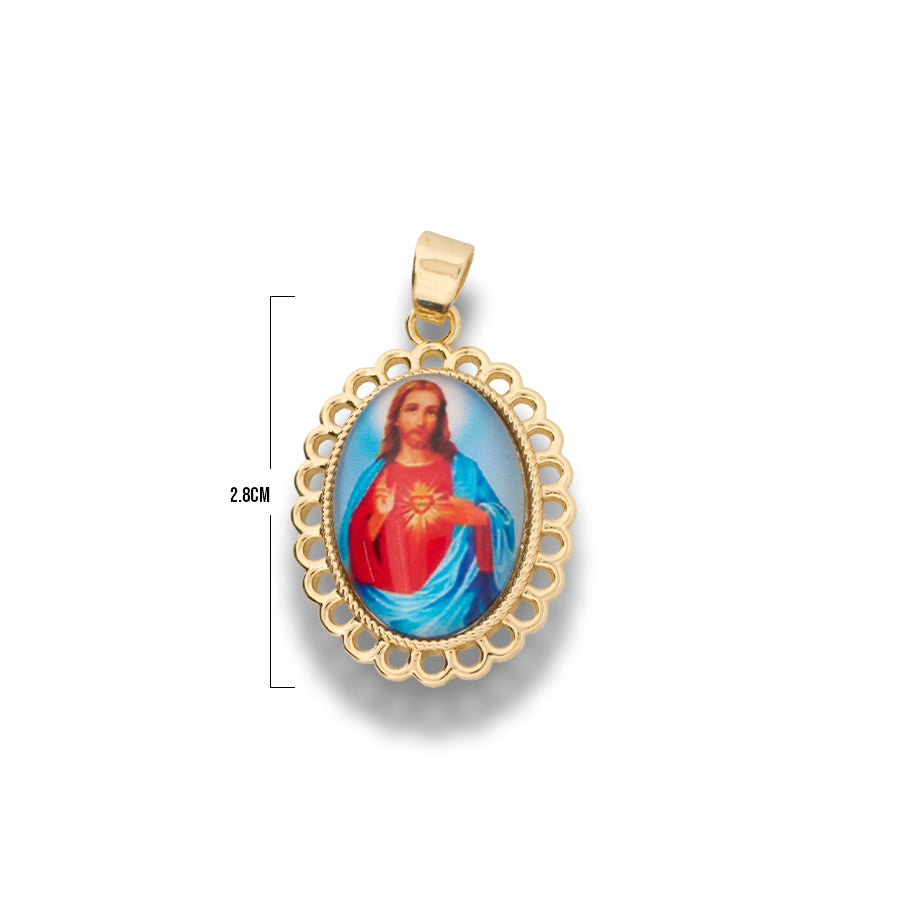 Dije Sagrado Corazón De Jesús Para Recamar Dorado Rodinado