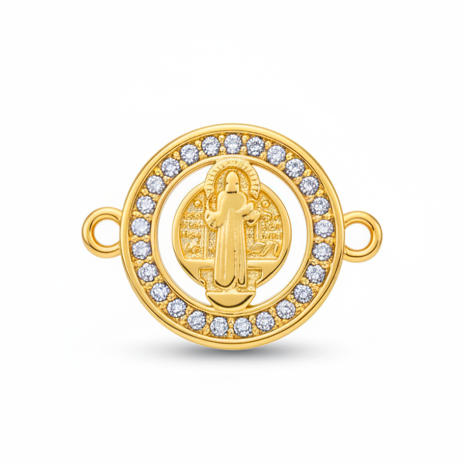 Dije san Benito circulo pulsera Dorado Rodinado