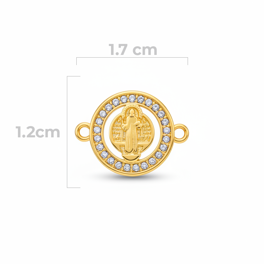 Dije san Benito circulo pulsera Dorado Rodinado