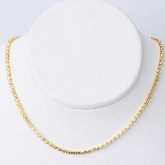 Cadena Rodinada Dorada Strass con Circón / 33cm / + 10cm de Extensión