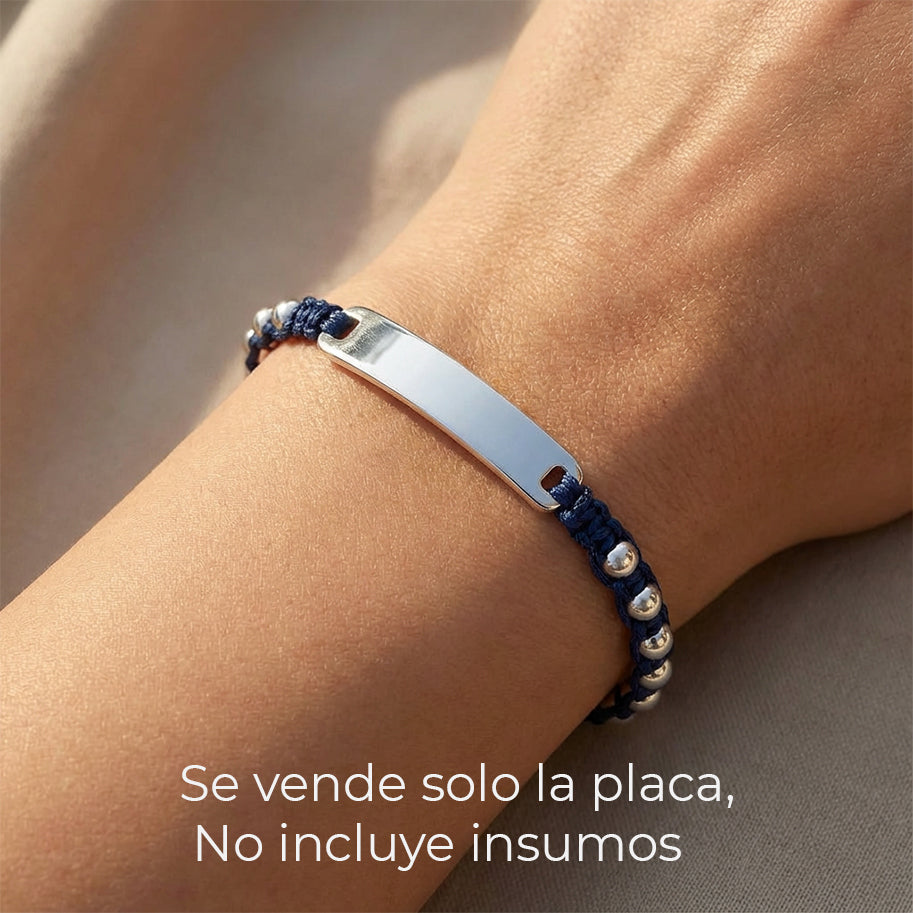 Placa De Acero Para Tejer 3.5 x 0.6 Cms Pulsera Plateado