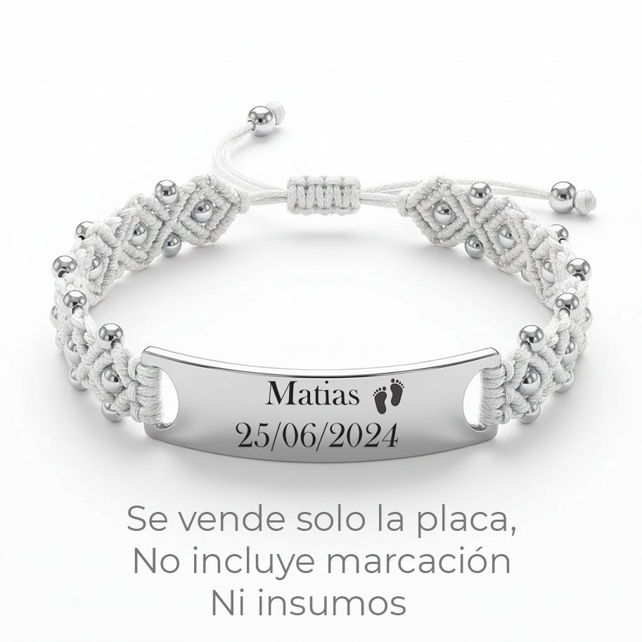 Placa De Acero Para Tejer 4.0 x 1.0 Cms Pulsera Plateado