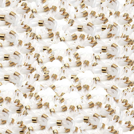 Terminal De Gafas Silicona Blanca Con Dorado x Par
