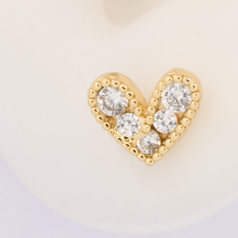 Topos Corazón Cristal Piedra Blanca x Par Rodinados / 8mm