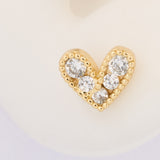 Topos Corazón Cristal Piedra Blanca x Par Rodinados / 8mm