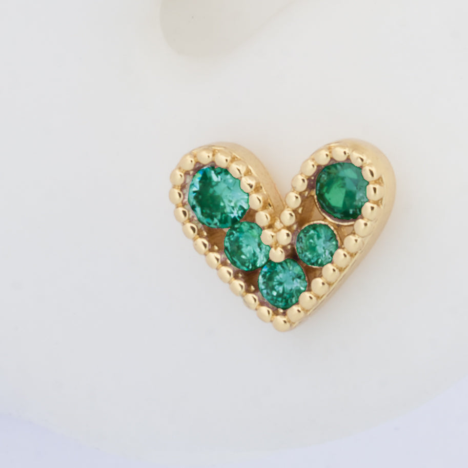 Topos Corazón Cristal Piedra Verde X Par Rodinados / 8mm