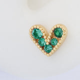 Topos Corazón Cristal Piedra Verde X Par Rodinados / 8mm