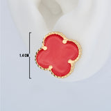 Topos Trebol Clov Piedra Roja Dorado X Par Rodinados / 1.4cm