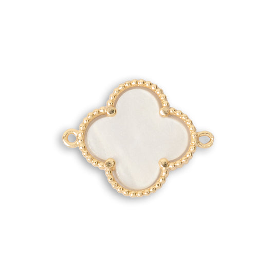 Dije Trebol Clov Pulsera Piedra Blanca Dorado Rodinado